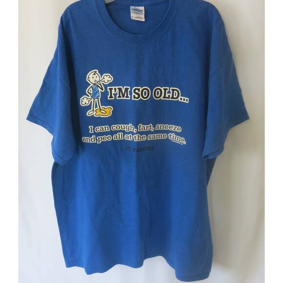 ST MARTIN  "I'm So Old..." T Shirt Size XL Short Sleeve Funny Gag Blue Casual - Picture 2 of 7